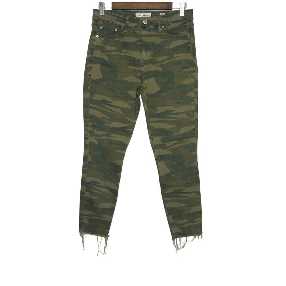 Lucky Brand Green Camo Bridgette Crop Raw Hem‎ Jeans Size 6/28
